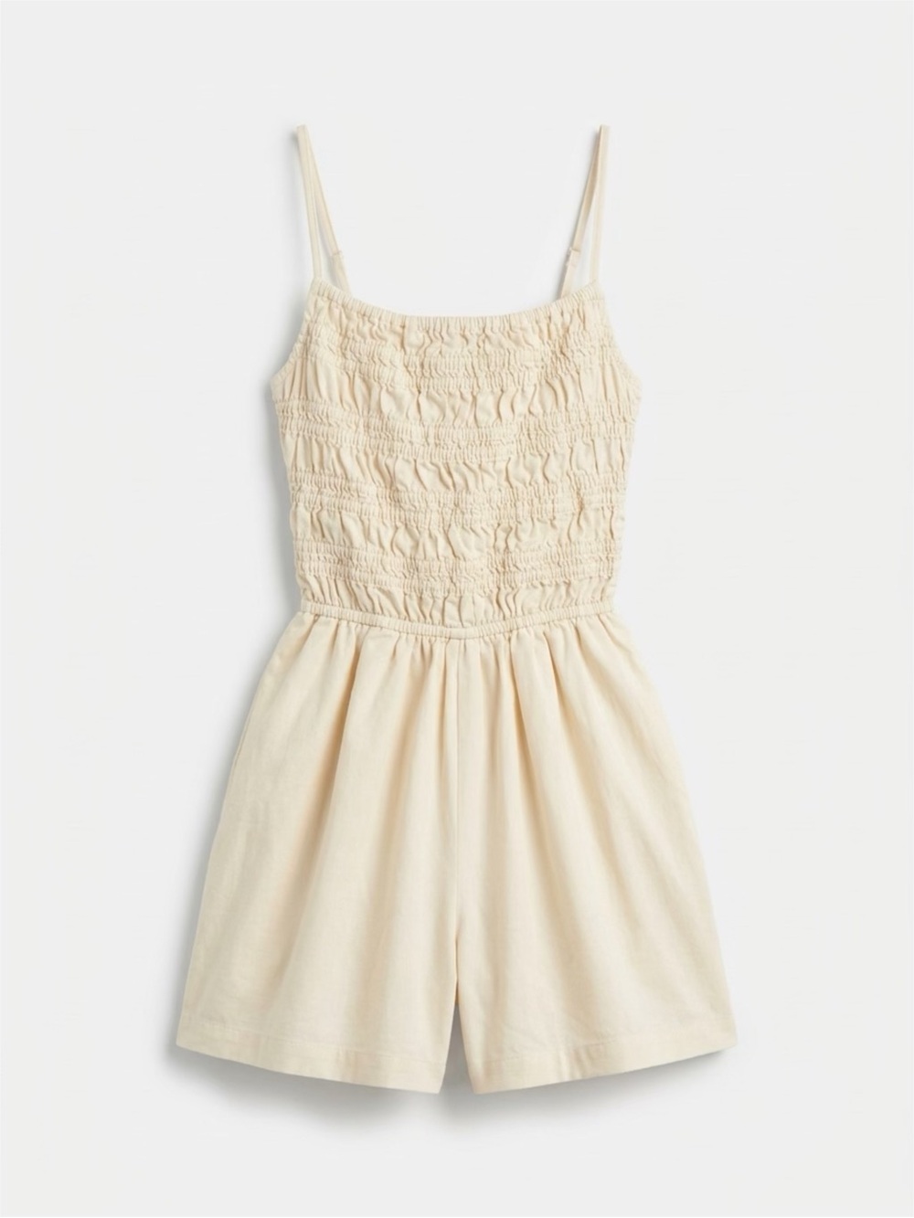 Cream Smocked Romper - We the free size small no flaws seen.